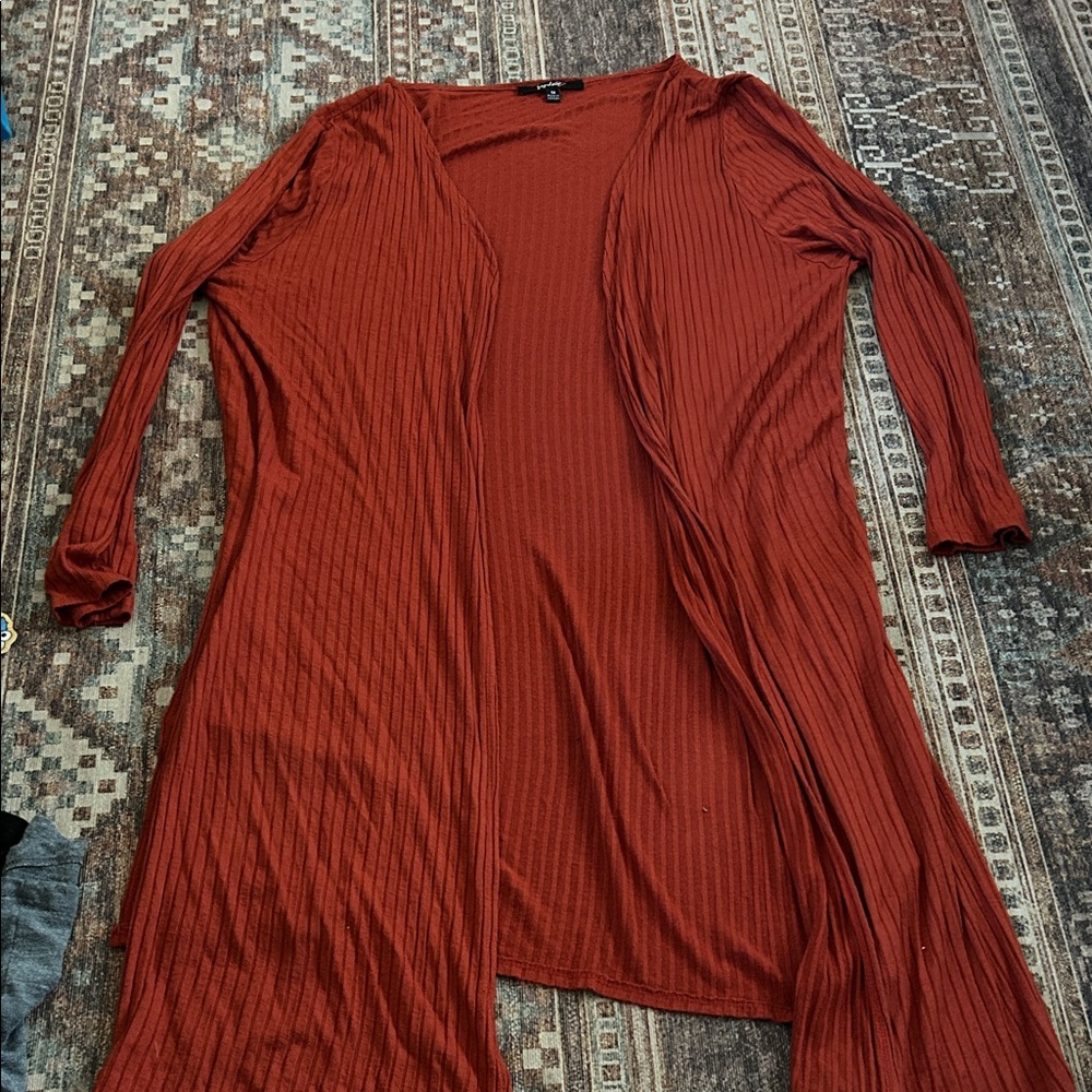 Rust Long Sleeve Duster Cardigan